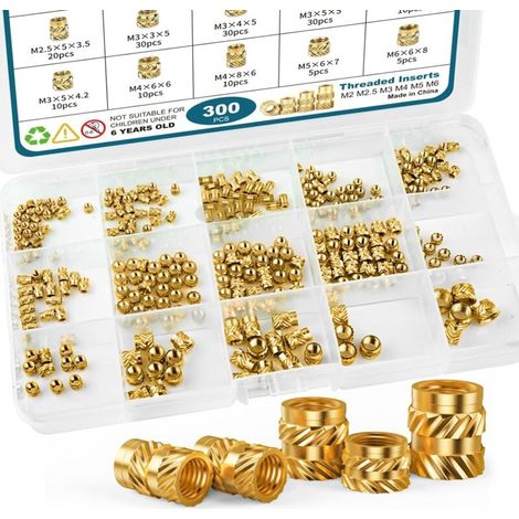300pcs Threaded Insert, M2 M2.5 M3 M4 M5 M6 Press-in Nut Melted Threaded Nut Melted Threaded Nut For 3D Printing Components and Plastic Parts MUMU (1/4)