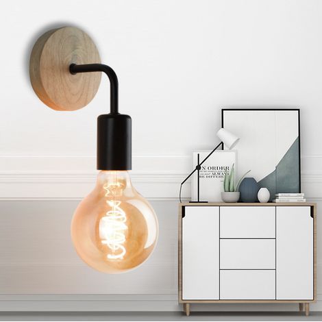 Lampe de chevet murale (sans ampoule) - Veilleuse pour chambre à coucher - Éclairage doux et chaud - Protection des yeux - Idéale pour dormir