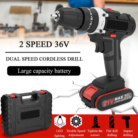 Taladro de impacto eléctrico inalámbrico multifuncional 21VF, con batería de litio de alta potencia, recargable, con motor de escobillas y herramientas eléctricas para bricolaje y mantenimiento del ho
