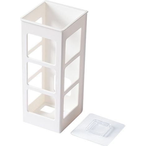 Soporte de pared para planchas y rizadores de pelo fabricado en HIPS – Organizador de pared para herramientas de peinado – Caja de almacenamiento de diseño para el baño – Blanco – Fácil montaje (1/5)