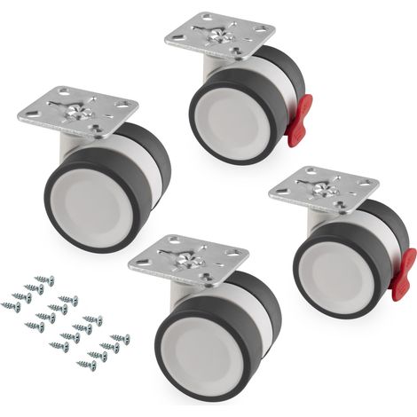 emuca lote de 4 ruedas bowl 2 con placa de montaje, diámetro 50mm, acero y plástico (1/5)