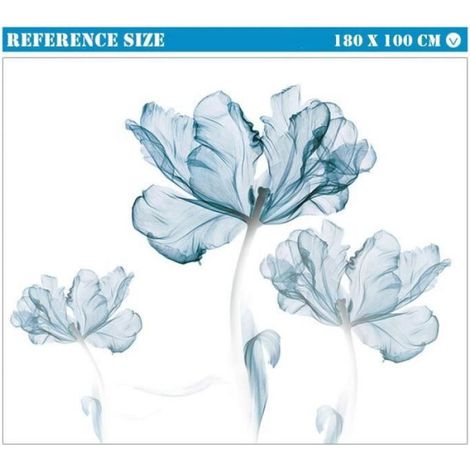 Sticker mural pour salon, sticker mural fleurs bleues comme décoration murale pour chambre -180cm × 110cm (1/4)