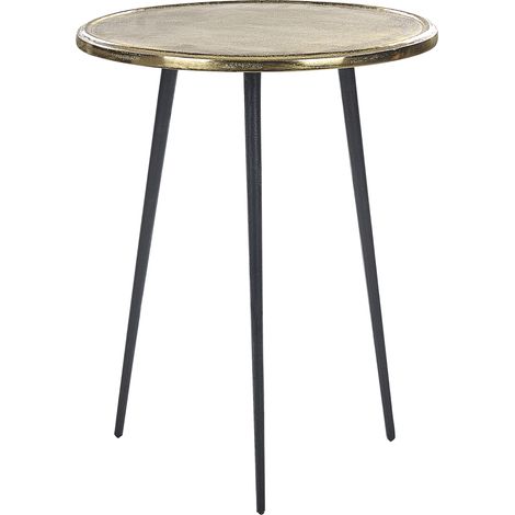 Mesa auxiliar de metal dorado negro 43 cm patrón desgastado retro Telfer