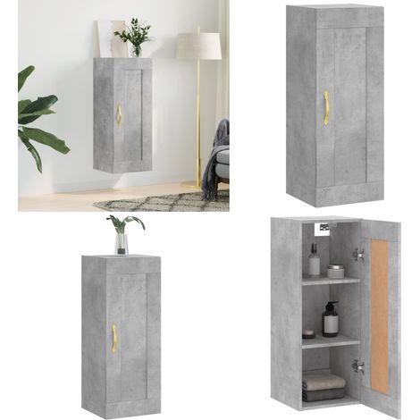 Armoire murale gris béton 34,5x34x90 cm bois d'ingénierie - Armoire Murale - Meuble De Rangement - Armoire Grise - Buffet Mural - Étagère Murale - Home & Living (1/5)