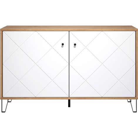 Touch Sideboard 2 Türen Eiche Dekor, weiß matt.