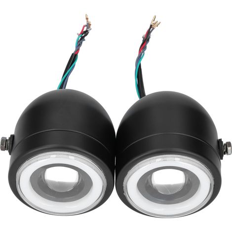 Phare LED Universel Double Optique Angel Eyes Feux Route et Croisement DRL Rétro Lumière Bleue et Blanche (1/5)