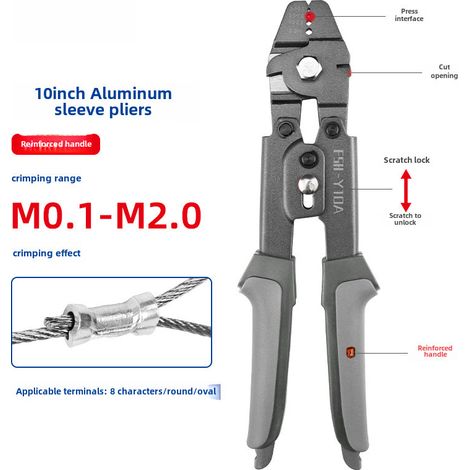 Pince FSH-Y10A – Manchon 8 pour câble métal – Sertissage et coupe – Pêche et travaux