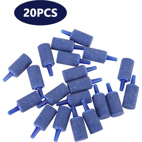 Lot de 20 pierres à bulles d'air cylindriques en grès bleu pour aquarium, pompe à oxygène. (1/5)