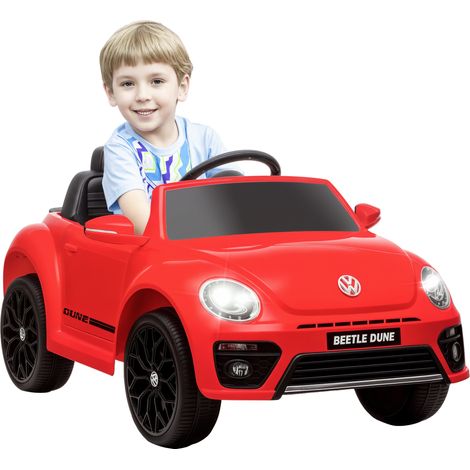 Lizenziertes 12-V-Elektroauto vom Typ Volkswagen Käfer mit Fernbedienung, Geschwindigkeit 3–5 km/h, für Kinder von 3–5 Jahren, rot (1/5)
