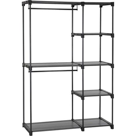 Armadio indipendente Armadio pieghevole con barra appendiabiti Appendiabiti Organizzatore di stoccaggio Guardaroba Camera da letto Sala studio Stabile 165 cm Nero 120002295