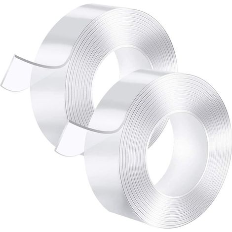 Nano Tape 2PCS Ruban adhésif lavable Ruban Adhésif Silicone Multifonctionnel réutilisable Traceless Double-Face Gel Clear Tape Antidérapant Ruban adhésif Double Face (5M2cm2mm)-INHHUB (1/5)