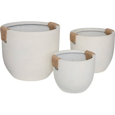 3er-Set Blumentopf Sien 47x40,5x47 cm Weiß - Atmosphera créateur d'intérieur (1/5)