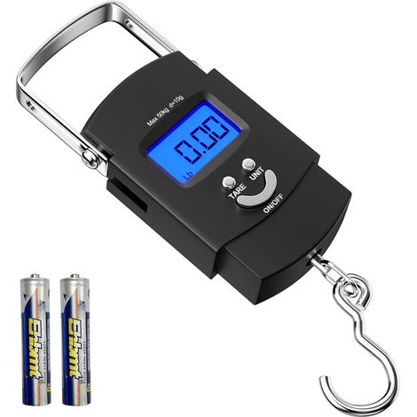 JANMIR-Balance électronique portable, balance électronique pour grue avec hameçon et écran LCD rétroéclairé, capacité maximale 50 kg (1/5)