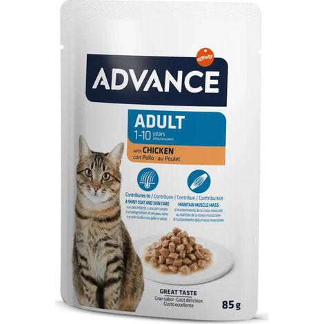 Advance Bocaditos en Salsa para Gatos Esterilizados con Pollo - Alimento Húmedo para Gatos Esterilizados