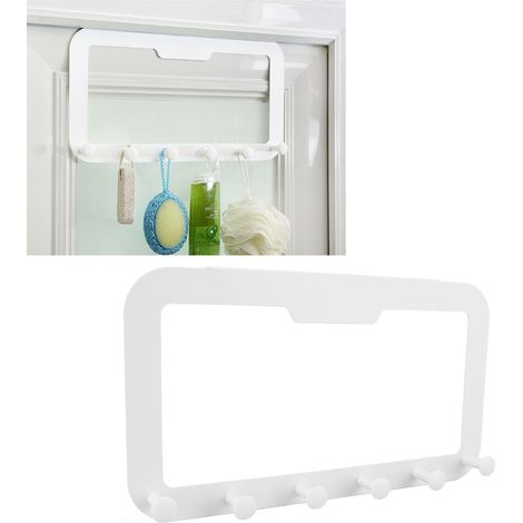 Support de Porte 6 Crochets Adhesive Sans Trace PS Acier Carbone Organisation Murale Moderne pour Salle de Bain Salon Chambre Format 40x22cm (1/5)