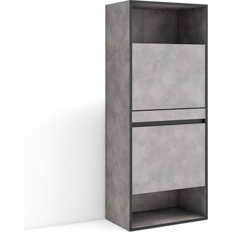 Skraut Home - Scarpiera, Mobile Salvaspazio, 60x145x35 cm, Camera da letto, stanza, Armadio, Stile moderno, Grigio Cemento (1/5)