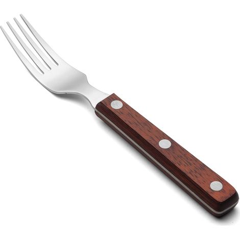 Fourchette à Viande en Acier Inoxydable. 76g. Manche Ergonomique en POM. Lame 195mm. Série Table. Parfait pour Viandes Rôties. Côtelettes ou Steaks. Marron (1/5)