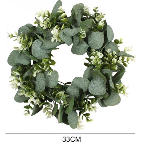 Guirlande Eucalyptus - 33 cm - Décor Artificiel pour Porte Extérieure Mur Fenêtre Intérieur - Décoration Printemps Été - 1 Pièce (1/5)