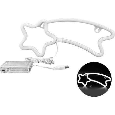 Lumière néon LED en forme de météore lampe enseigne néon décoration pour mariage anniversaire fête blanc