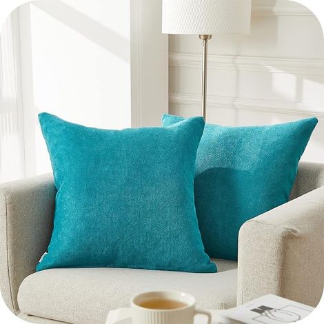 Filiyano-Lot de 2 housses de coussin décoratives en chenille 40x40cm pour canapé (1/5)