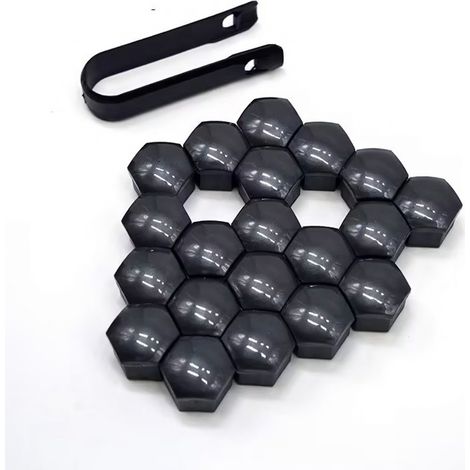 Tapones de tuercas de rueda negros 17 mm, 20 piezas + clip (1/5)