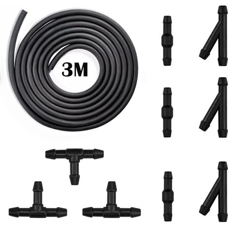 Kit de 10 piezas de mangueras para limpiaparabrisas, manguera de líquido limpiaparabrisas 3M, boquilla de limpiaparabrisas tipo niebla, manguera de pulverización para lavadora, con conector de manguer (1/5)