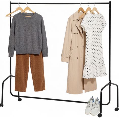 GagaPorte-manteau en métal, porte-vêtements, porte-manteau mobile, pour intérieur et extérieur (1/5)