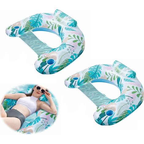 2PCS Bouée Piscine, Flotteur Piscine 4 en 1, Matelas gonflable de piscine,Flottantes Hamac Gonflable, Hamac d’Eau Plage Portable, pour Plage, Partie, Vacances
