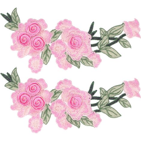 Embroidered Patch Flower Cotton Environmental Protection Unique DIY Clothing Accessories for Vests HatsRose Red (1/5)