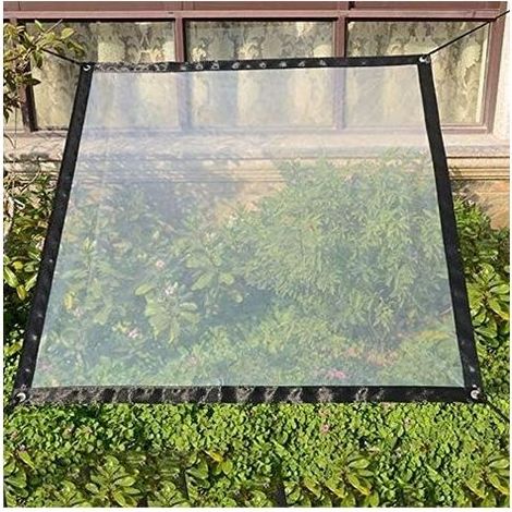 Bâche transparente imperméable avec œillets - 2 x 2m - Bâche pliable et résistante aux intempéries - Corde incluse (1/5)