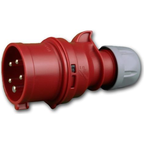 Shark 16A Red IP44 CEE Plug Three-Phase Connector for Construction Sites and Commercial Use (1/5)