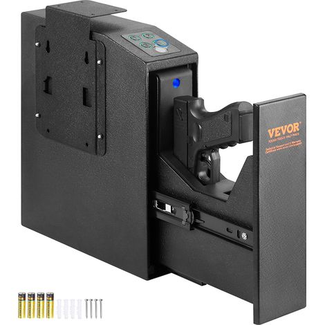 VEVOR Cassaforte per Pistole in Acciaio Cassaforte Biometrica per 1 Pistole Serratura 3 Modi di Tasti Sblocco per Impronte Digitali Combinazione 25,5x9,5x32 cm Pistole Uso Domestico Cassaforte Pistole (1/5)