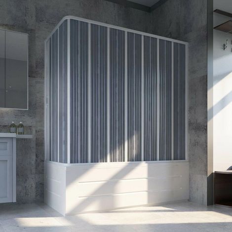 Badewannenaufsatz in pvc mit Faltduschtür seitlich 70x170 cm weiss h 150 cm mod. Flex