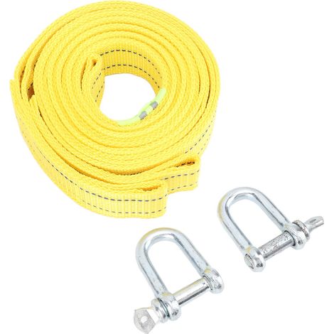 Corde de remorquage 5m nylon renforcé double épaisseur multifonction, sangle avec crochets pour dépannage véhicule, secours automobile (1/5)