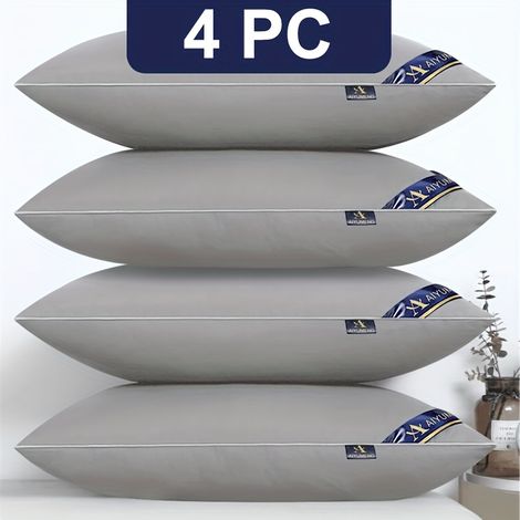 Lot de 4 grands oreillers d'hôtel cinq étoiles, soutien cervical, pour un sommeil optimal. 2 paires d'oreillers blancs pour adultes, idéaux pour la maison, les dortoirs d'étudiants...-AquaForge (1/5)