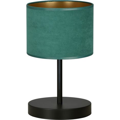 Lampada da Tavolo Hilde, Acciaio verniciato a polvere, Tessuto, Nero, Verde, 20x34x18 cm