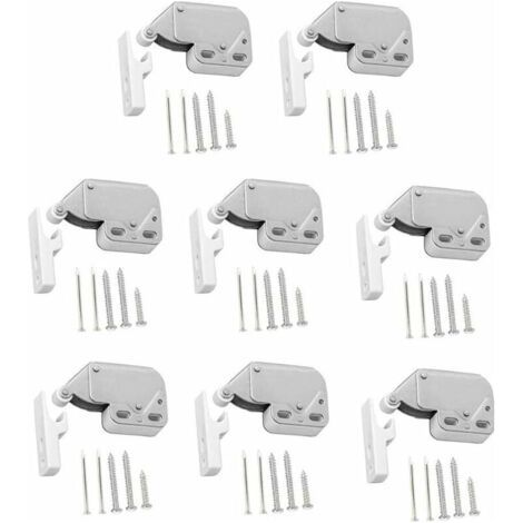 Fermeture à Ressort Porte d'Armoire,Loquet Push Verrou Push Serrure d'Armoire à Ressort Mini Latch Armoire Pousser ,Avec Vis Push To Open - Blanc (1/5)