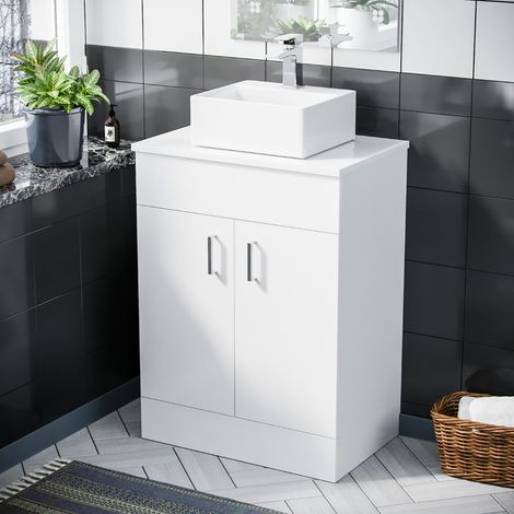 Onken 500mm White Vanity Cabinet and Small Rectangle Counter Top Basin Unit (1/5)