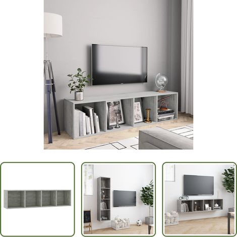 Étagère décorative - Bibliothèque/Meuble TV Gris béton 143x30x36 cm (1/5)