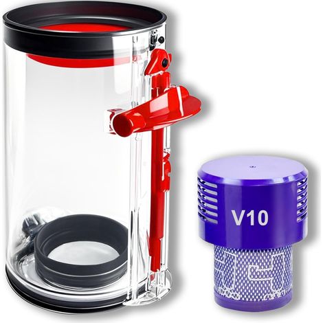 Contenitore per la polvere trasparente con filtro HEPA per Dyson V10 SV12 SV13 SV27, serbatoio di raccolta per aspirapolvere, ricambi, accessori, serbatoio di ricambio compatibile 969509-01 (1/5)