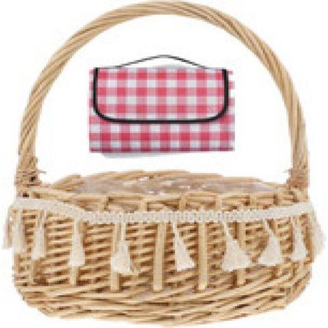 Handmade Rattan and Wicker Flower Basket Decoration Picnic Blanket Bridesmaid Wedding (1/4)