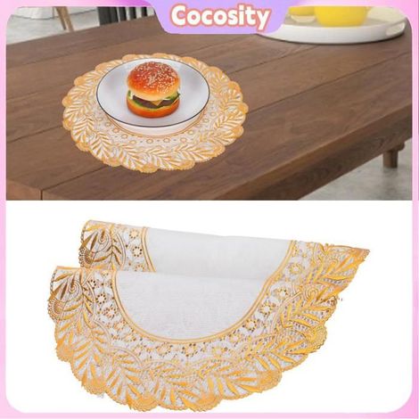 Cocosity Tapis de tasse 2pcs Tapis de Table Napperons de Table à Manger Dorés pour Mariage Fête luminaire lit Modèle 03 Modèle 02 (1/5)