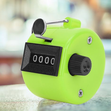 Compteur manuel BERM à 4 chiffres avec bouton de réinitialisation en plastique et crochet (vert) (1/5)