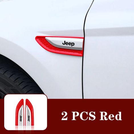 (2 pièces Jeep rouge) Badges latéraux de porte/aile de voiture, autocollants de carrosserie compatibles avec Jeep Grand Cherokee, Wrangler JK, Gladiator, Compass, Renegade et Patriot. (1/4)