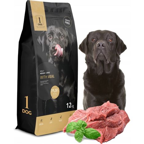 Croquettes pour chien, 12 kg, veau, sans céréales, 1 chien de taille moyenne/grande