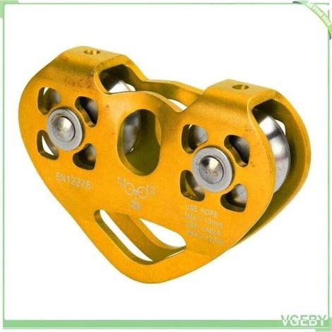 Polea doble de escalada ligera y portátil con forma de corazón, fabricada en aleación de aluminio y acero inoxidable.