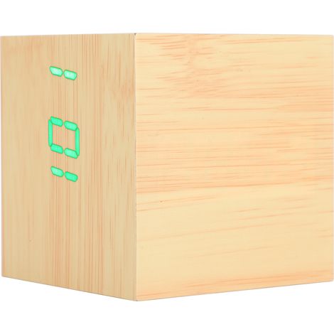 Horloge Murale LED en Bois avec Alexa - Horloge Numérique Moderne pour Bureau avec Éclairage Vert (1/5)