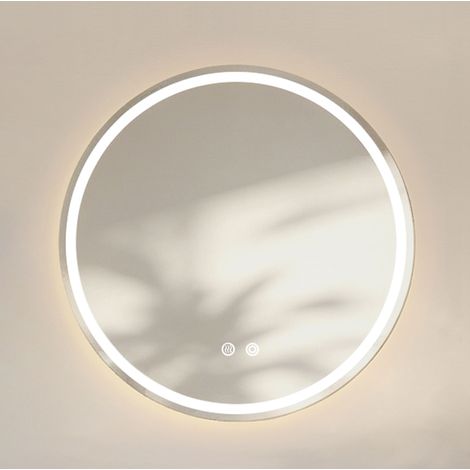 Specchio rotondo da parete 60x60 cm con luce LED, antiappannamento e 3 temperature di colore, vetro argentato (1/5)