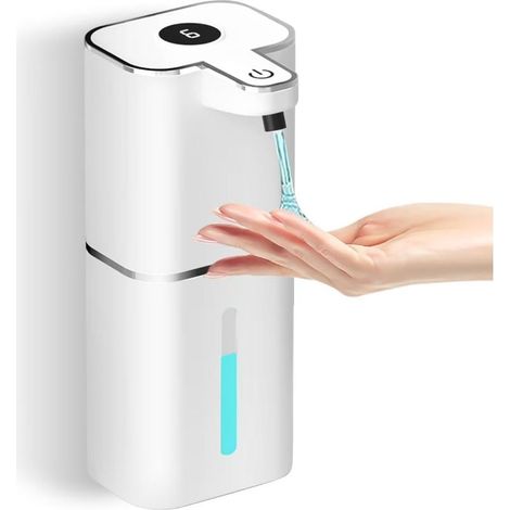 400ML Blanc Distributeur Savon Automatique avec 2 crochets & câble USB, 6 Vitesses Distributeur Savon Liquide de Mouvement Infrarouge, Étanche IPX5 pour Salle de Bain, Cuisine, Bureau, Hotel, Toilette (1/5)