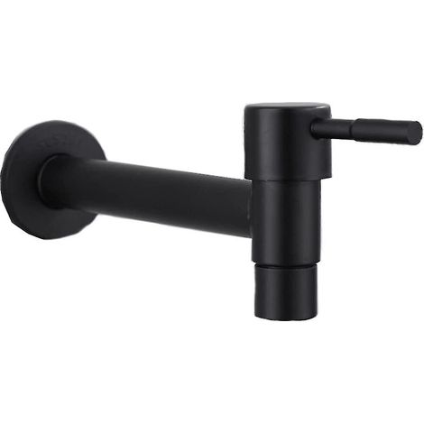 Robinet de piscine mural en acier inoxydable, robinet d'eau froide simple (noir long)